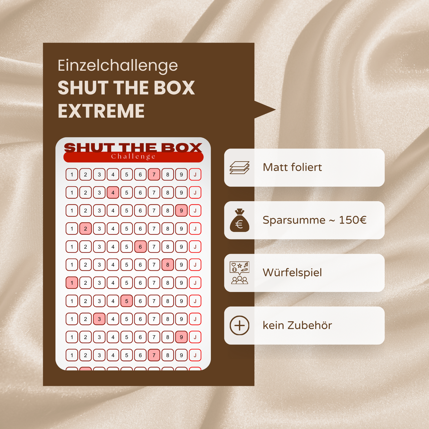 Shut the Box Extreme - folierte Sparchallenge
