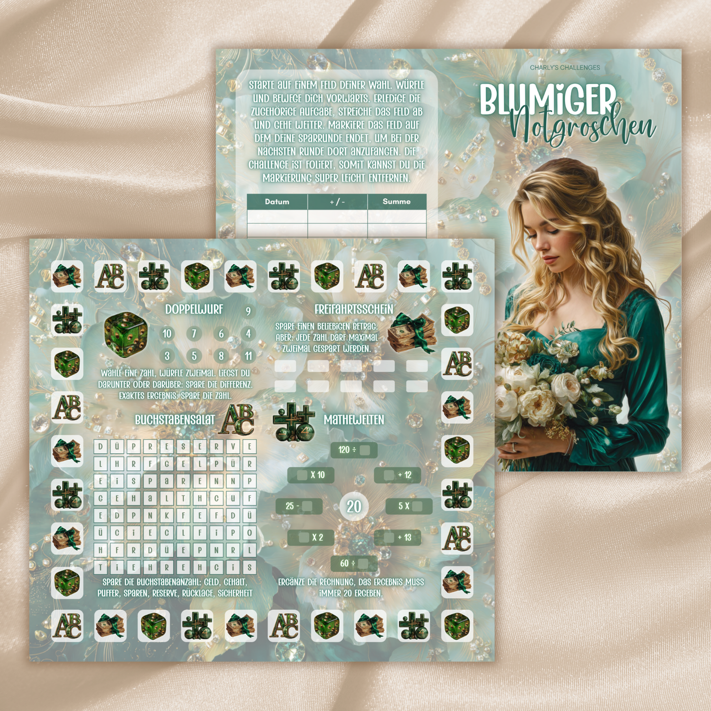 Blumiger Notgroschen - Klappkarte